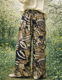 Vintage pattern casual palazzo pants