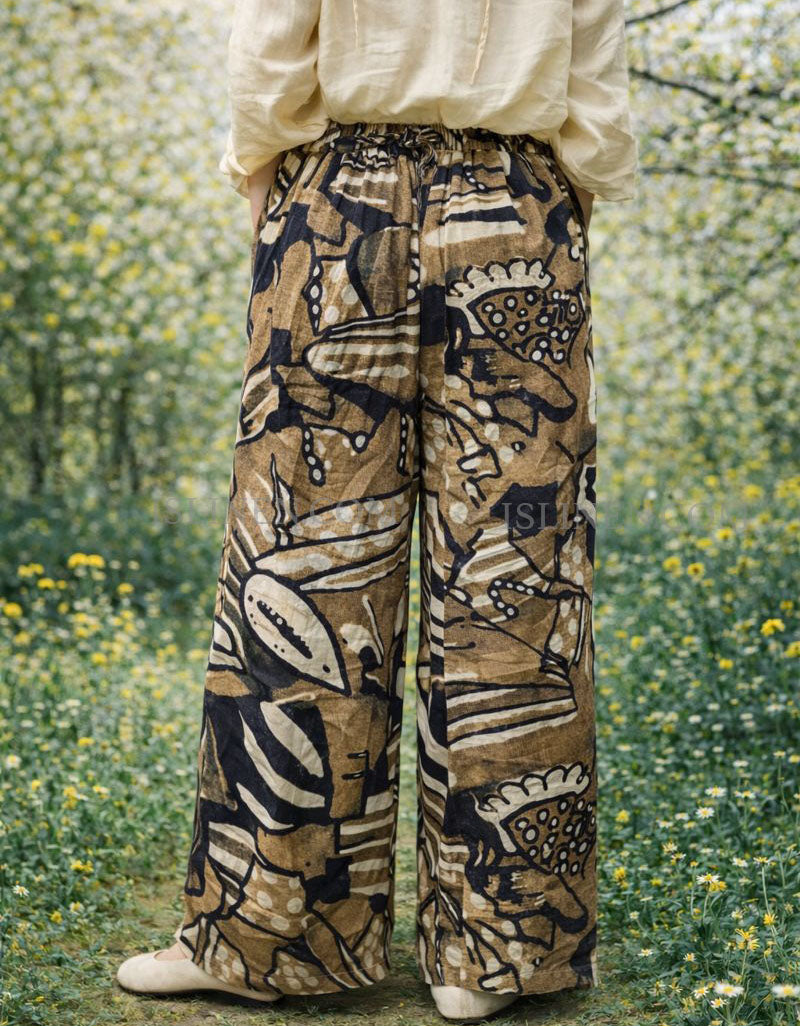 Comfortable cotton wide leg pants for women