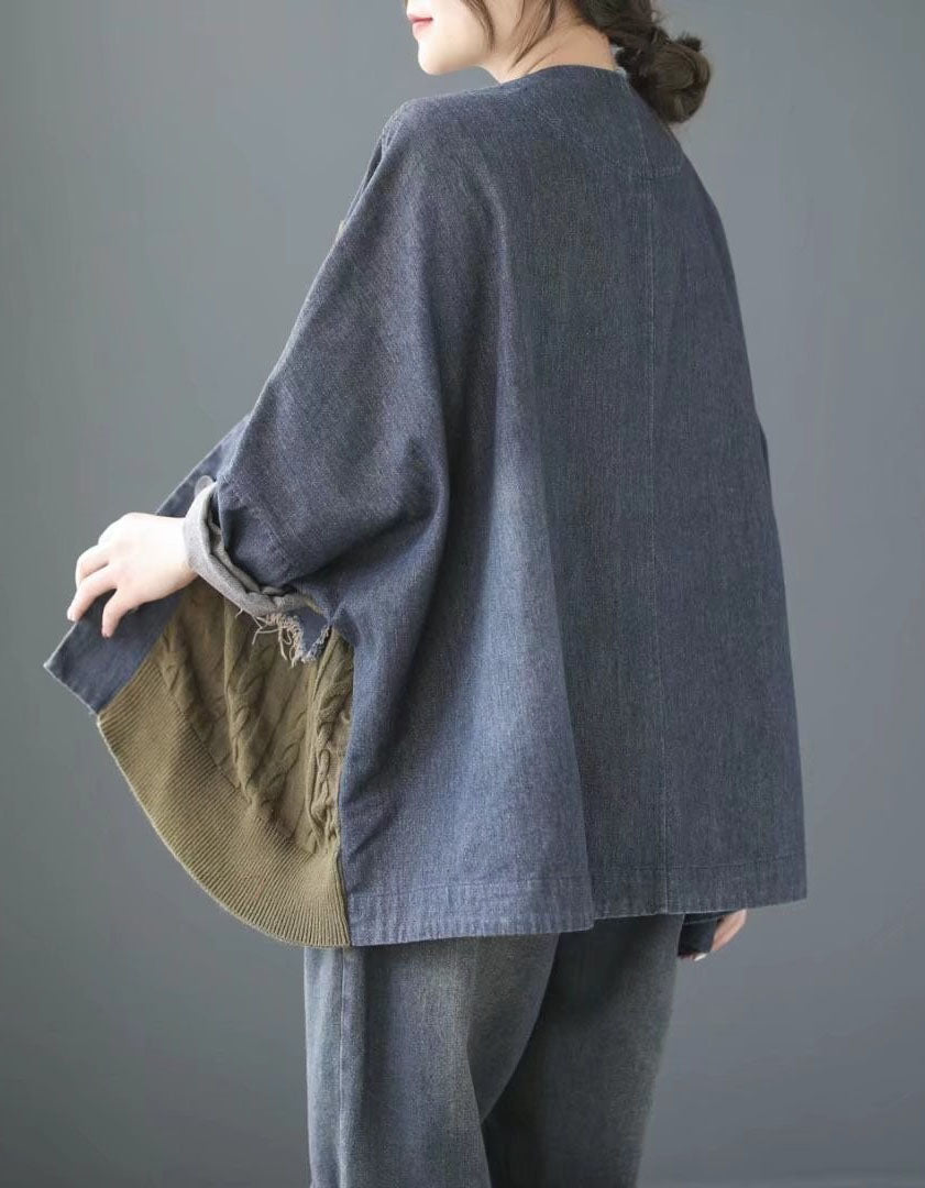 Women’s vintage style knit cardigan with front pockets back view