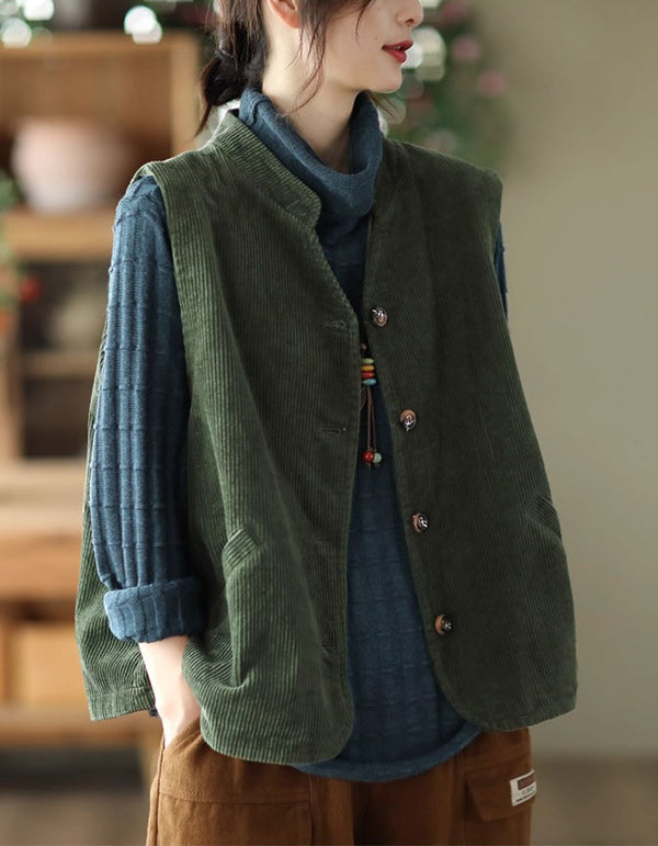 Women’s Vintage Button Up Corduroy Vest