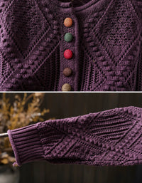Women's Hooded Cable Knit Button Front Cardigan