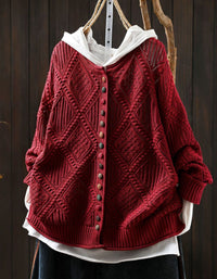 Women's Chunky Hooded Cable Knit Cardigan Sweater