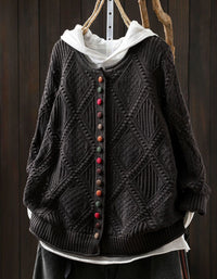 Women's Beige Hooded Textured Knit Cardigan