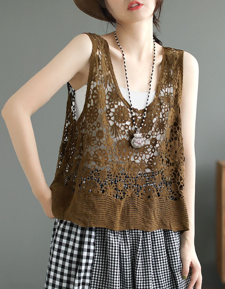 Women’s Vintage Crochet Lace Summer Vest