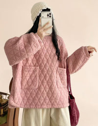 Women's Oversized Diamond Quilted Winter Jacket