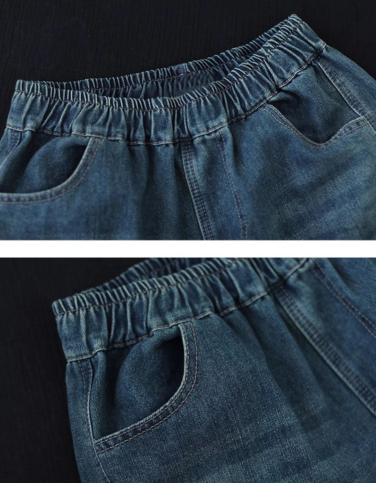 Women’s Vintage Dragon Embroidery Casual Jeans