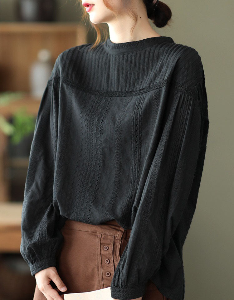 Women’s Vintage Embroidered Long Sleeve Blouse