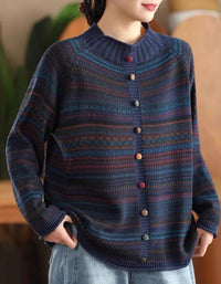 Women’s Vintage Ethnic Pattern Knit Sweater Cardigan