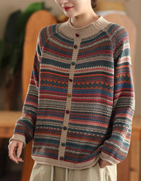 Women’s Vintage Ethnic Pattern Knit Sweater Cardigan