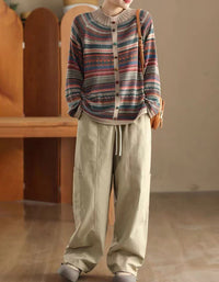 Women’s Vintage Ethnic Pattern Knit Sweater Cardigan