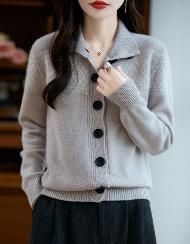 Women's Vintage Fair Isle High Neck Sweater Cardigan