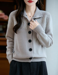 Women's Vintage Fair Isle High Neck Sweater Cardigan