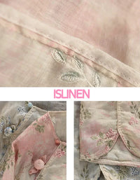 Women's Vintage Floral Embroidered Sheer Blouse - Islinen