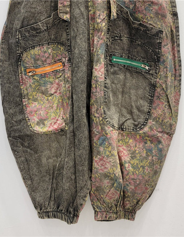 Women's Vintage Floral Patchwork Jumpsuit Overalls