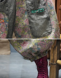 Women's Vintage Floral Patchwork Jumpsuit Overalls