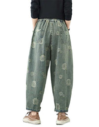 Women’s Vintage Floral Print Wide Leg Harem Trousers