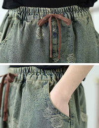 Women’s Vintage Floral Print Wide Leg Harem Trousers