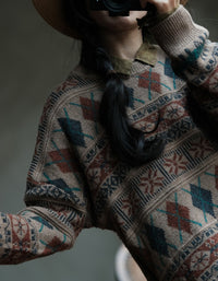 Women’s Vintage Geometric Pattern Oversized Knit Sweater