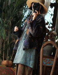 Women's Vintage Handmade Floral Indigo Cardigan Jacket