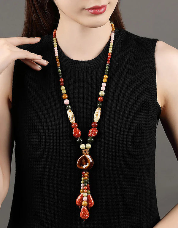 Women’s Vintage Handmade Multicolor Beads Necklace