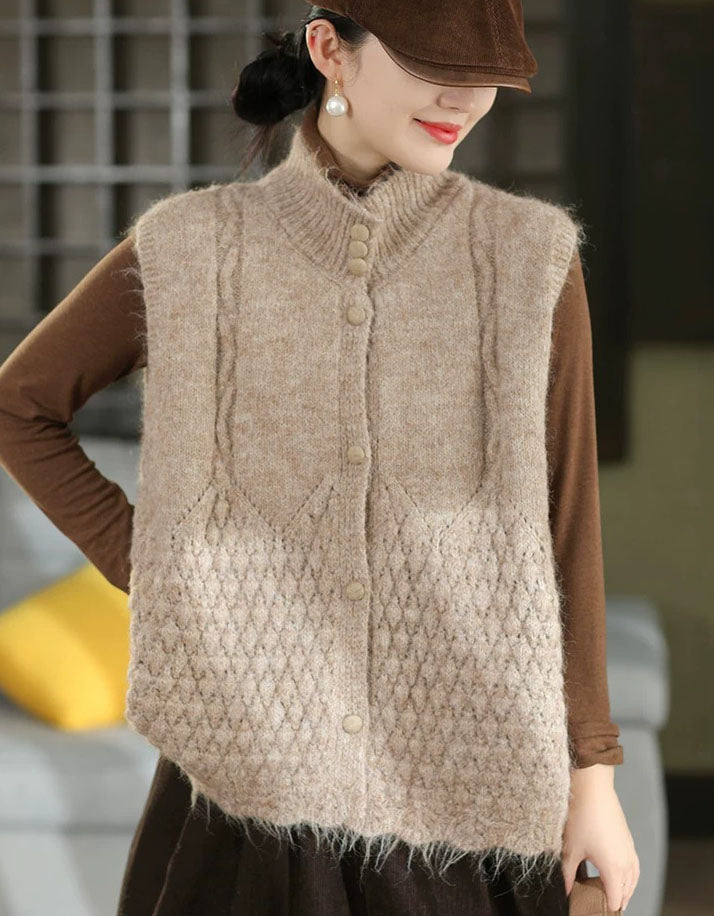 Women's Sleeveless High Neck Knit Layering Vest