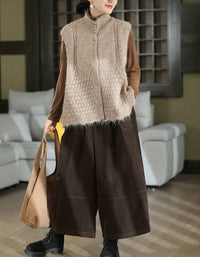 Women's High Neck Sleeveless Textured Knit Vest