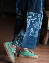 Women’s Ethnic Style Patchwork Denim Wide Leg Pants - Islinen
