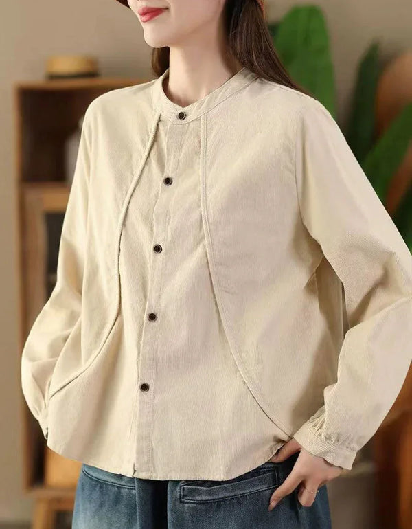 Women’s Vintage Loose Casual Buttoned Corduroy Shirt - Islinen