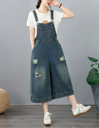 Women's Vintage Loose Distressed Baggy Denim Romper