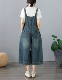 Women's Vintage Loose Distressed Baggy Denim Romper