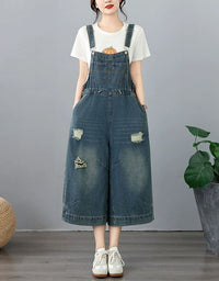 Women's Vintage Loose Distressed Baggy Denim Romper