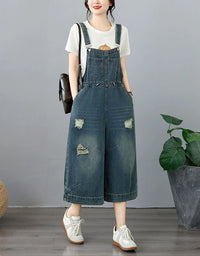 Women's Vintage Loose Distressed Baggy Denim Romper