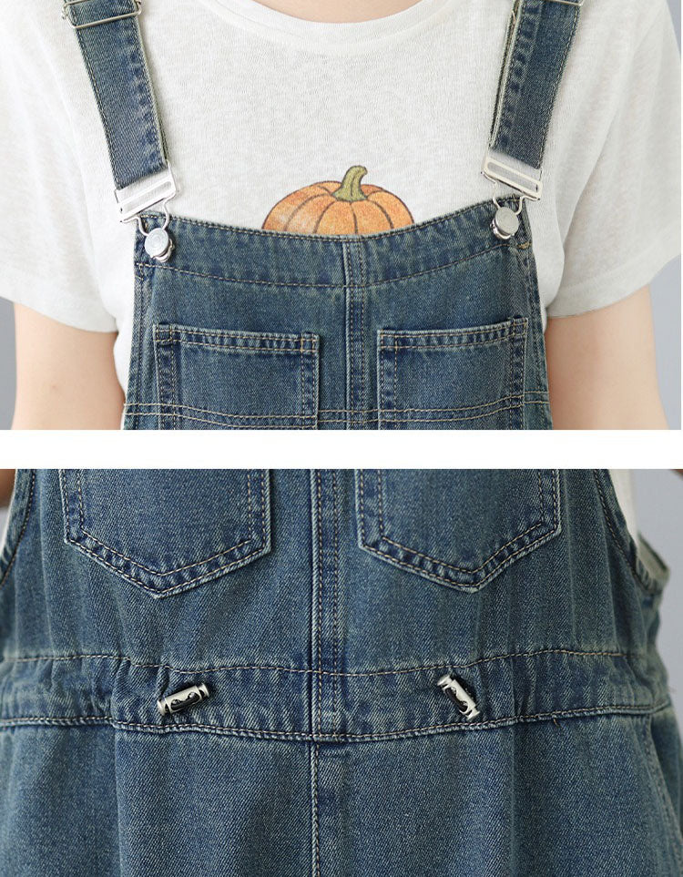 Women's Vintage Loose Distressed Baggy Denim Romper
