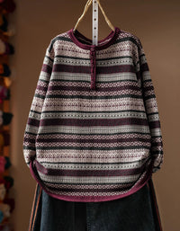 Women's Geometric Fair Isle Long Sleeve Knit Sweater