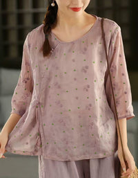 Women’s dusty pink linen blouse, soft breathable fabric with relaxed fit for casual wear