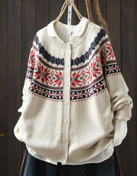 Women’s Vintage Fair Isle Cardigan – Patterned Button Front Knit