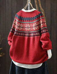 Women’s Vintage Knit Cardigan – Fair Isle Pattern Button Front