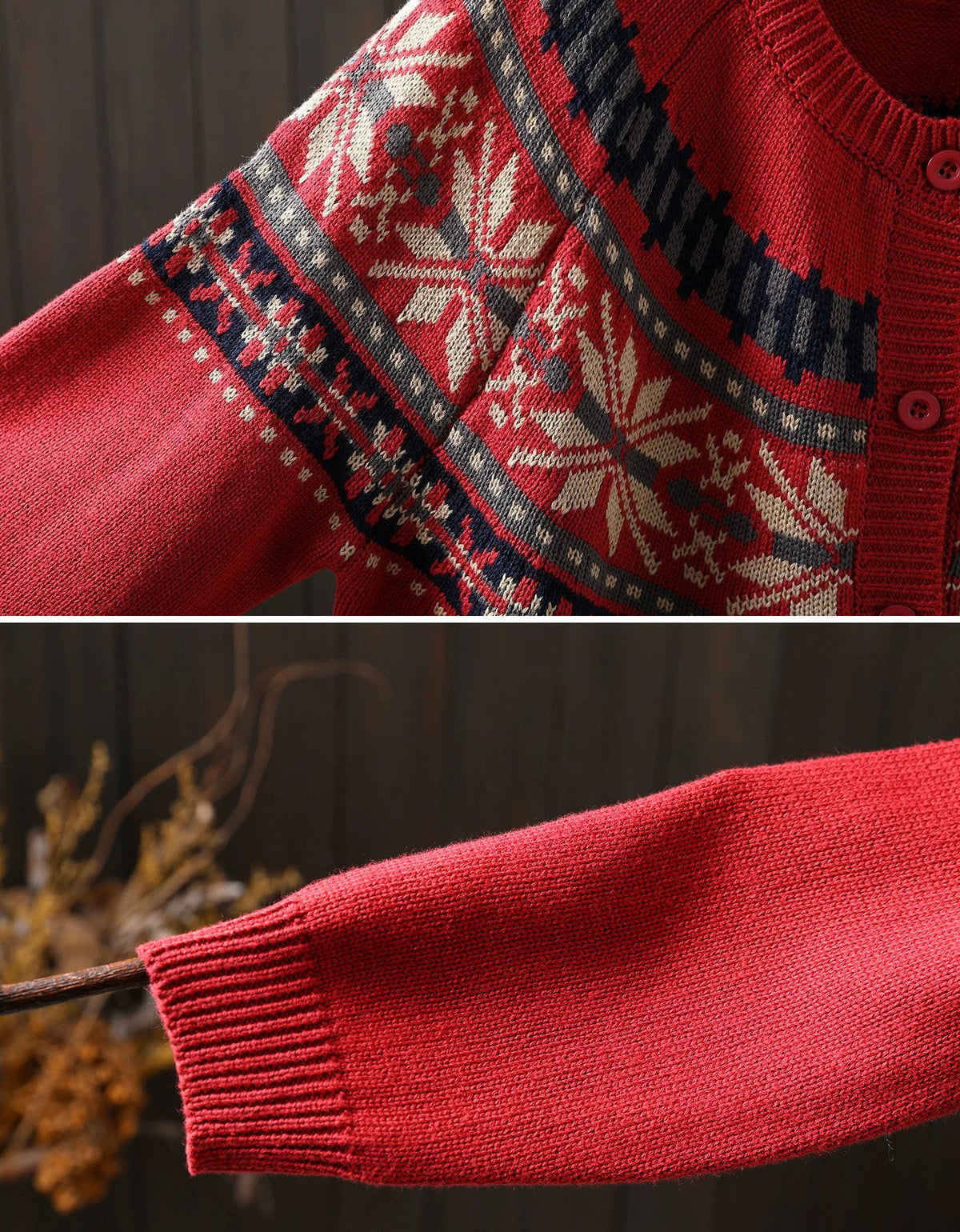 Women’s Winter Fair Isle Cardigan – Cozy Button Front Knit Sweater