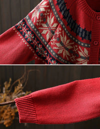 Women’s Winter Fair Isle Cardigan – Cozy Button Front Knit Sweater