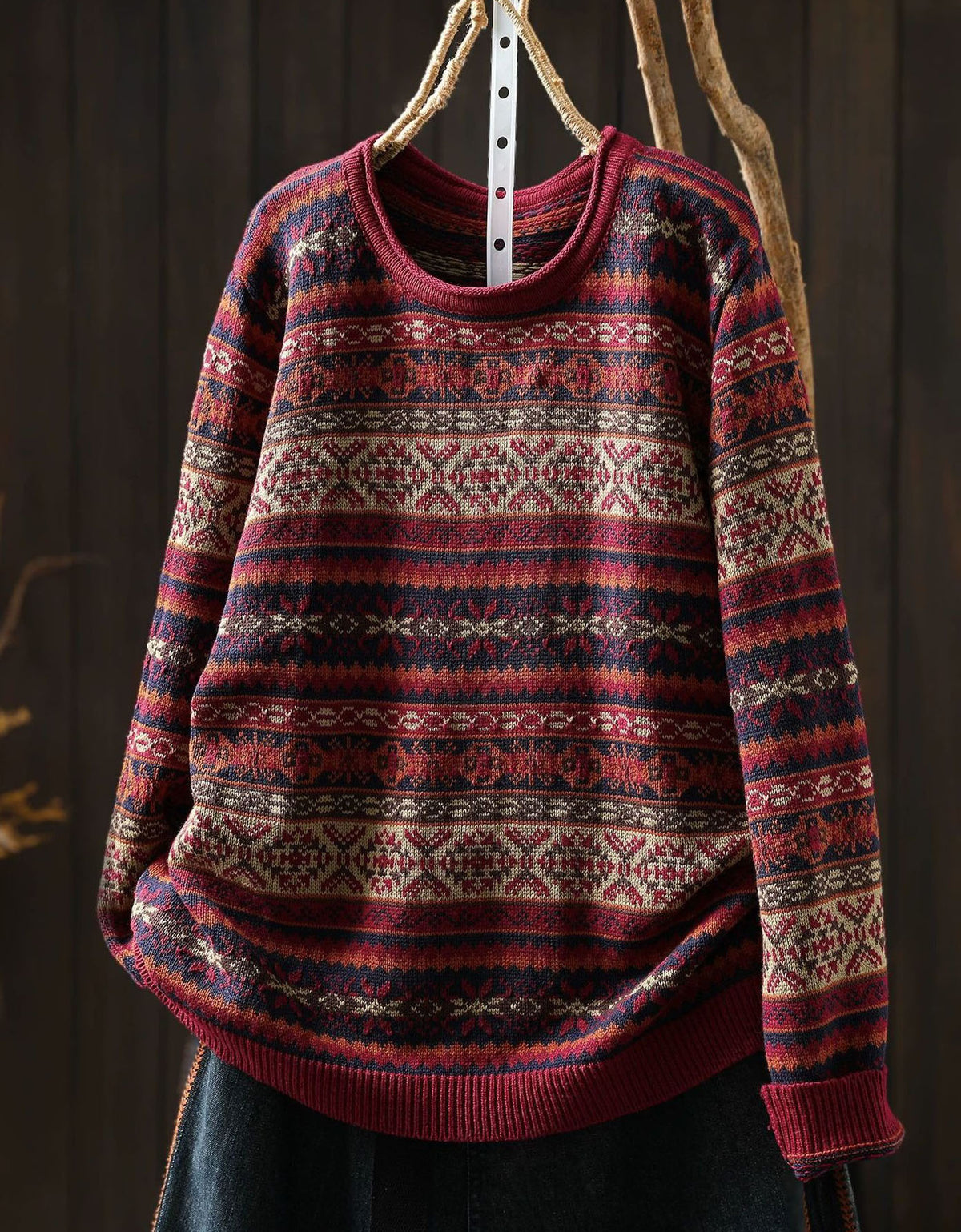 Women's Fair Isle Sweater – Retro Patterned Cozy Knit Pullover