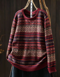 Women's Fair Isle Sweater – Retro Patterned Cozy Knit Pullover