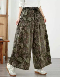 Women's loose fit floral palazzo trousers styled for casual boho fashion