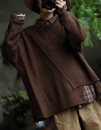 Women’s Vintage Oversized Asymmetric Knit Sweater