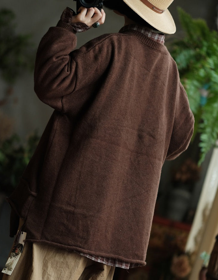 Women’s Vintage Oversized Asymmetric Knit Sweater