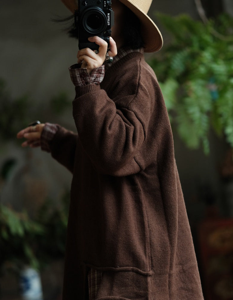 Women’s Vintage Oversized Asymmetric Knit Sweater