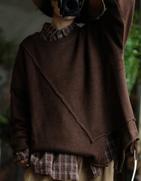 Women’s Vintage Oversized Asymmetric Knit Sweater