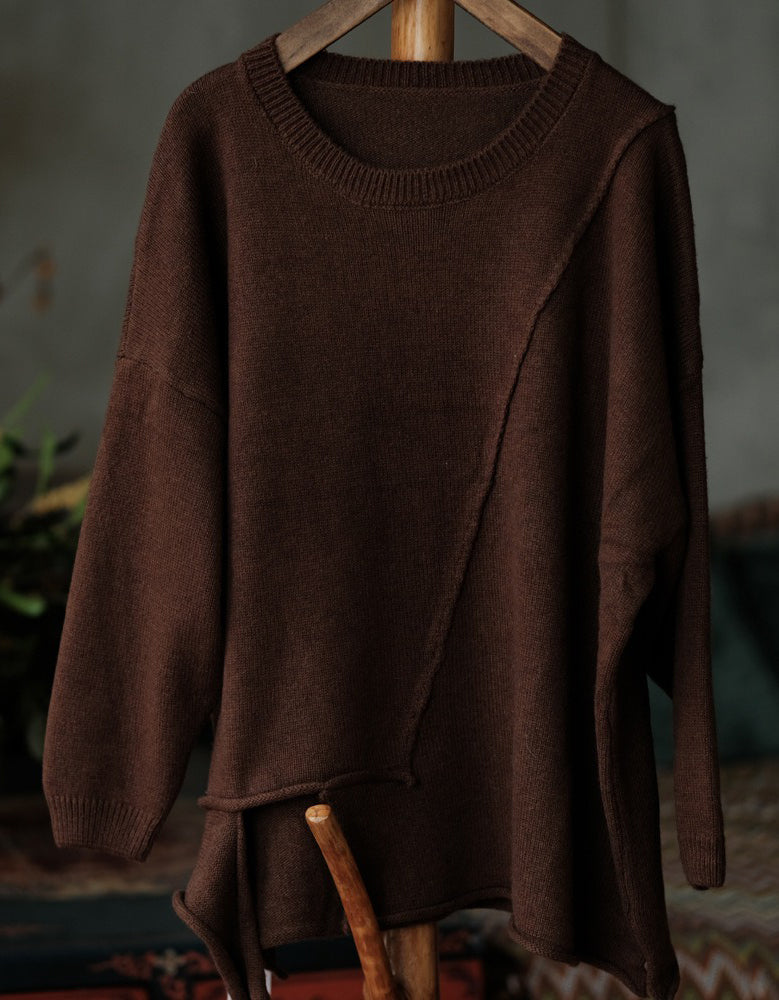 Women’s Vintage Oversized Asymmetric Knit Sweater