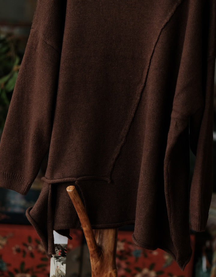 Women’s Vintage Oversized Asymmetric Knit Sweater