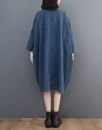 women oversized denim dress everyday casual wear back view