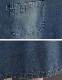 Close-up of women casual oversized denim dress with pockets